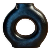 Small textured matte black Tafoukt vase