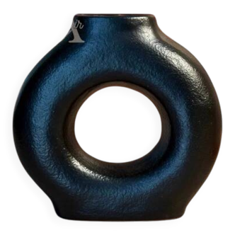 Small textured matte black Tafoukt vase