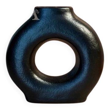 Small textured matte black Tafoukt vase