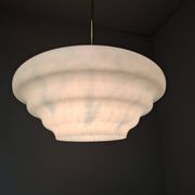 Napako Midcentury Modern Pendant Lamp in Opaline Glass and Brass, Czechoslovakia