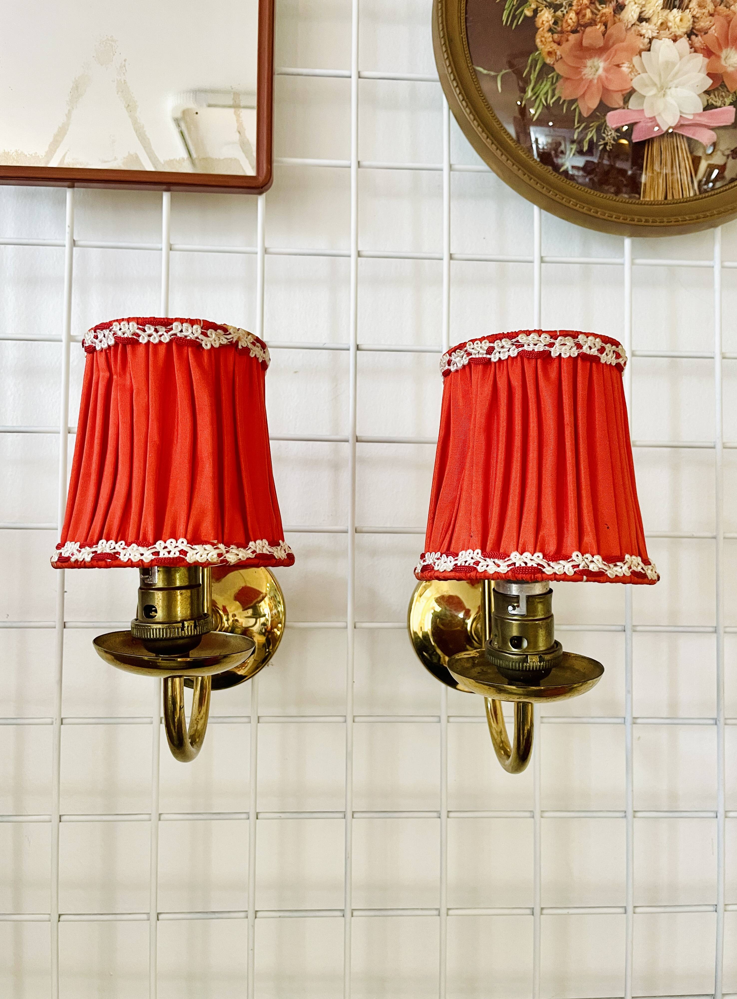 Pair of vintage brass wall lights