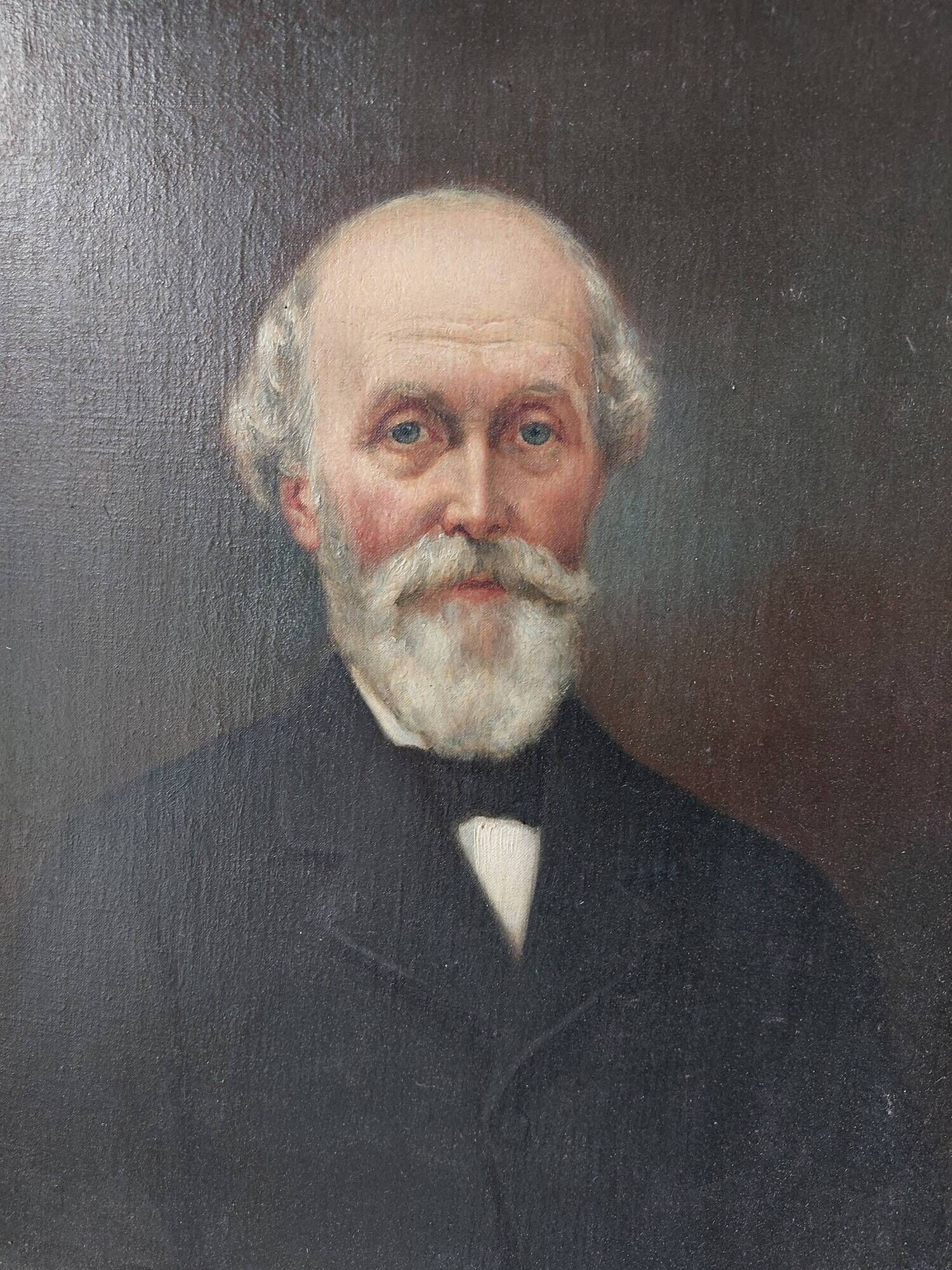 Painting Portrait of an ancient man 19th with gilded wooden frame