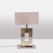 Pied de lampe géométrique en métal argenté et doré par Sandro Petti, années 1970