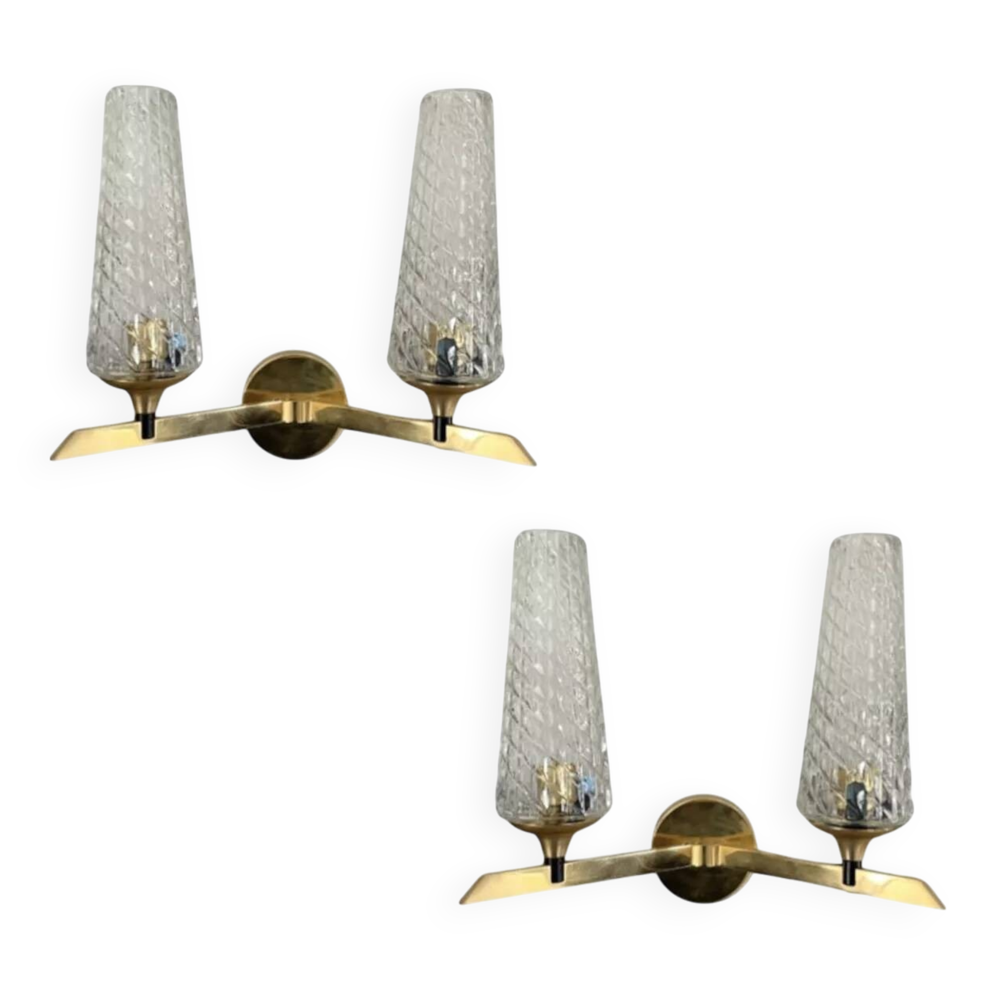 Paire d’appliques doubles dorées