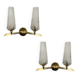 Paire d’appliques doubles dorées