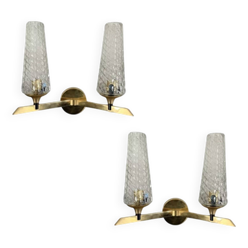Pair of double gilded wall lights