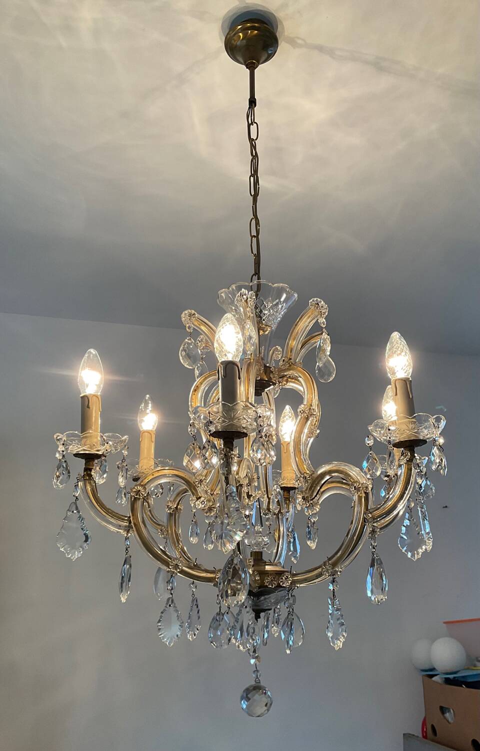 Old Venetian chandelier in crystal and bronze