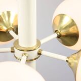 Mid-century Modern Italian Brass and Opaline Sputnik Chandelier