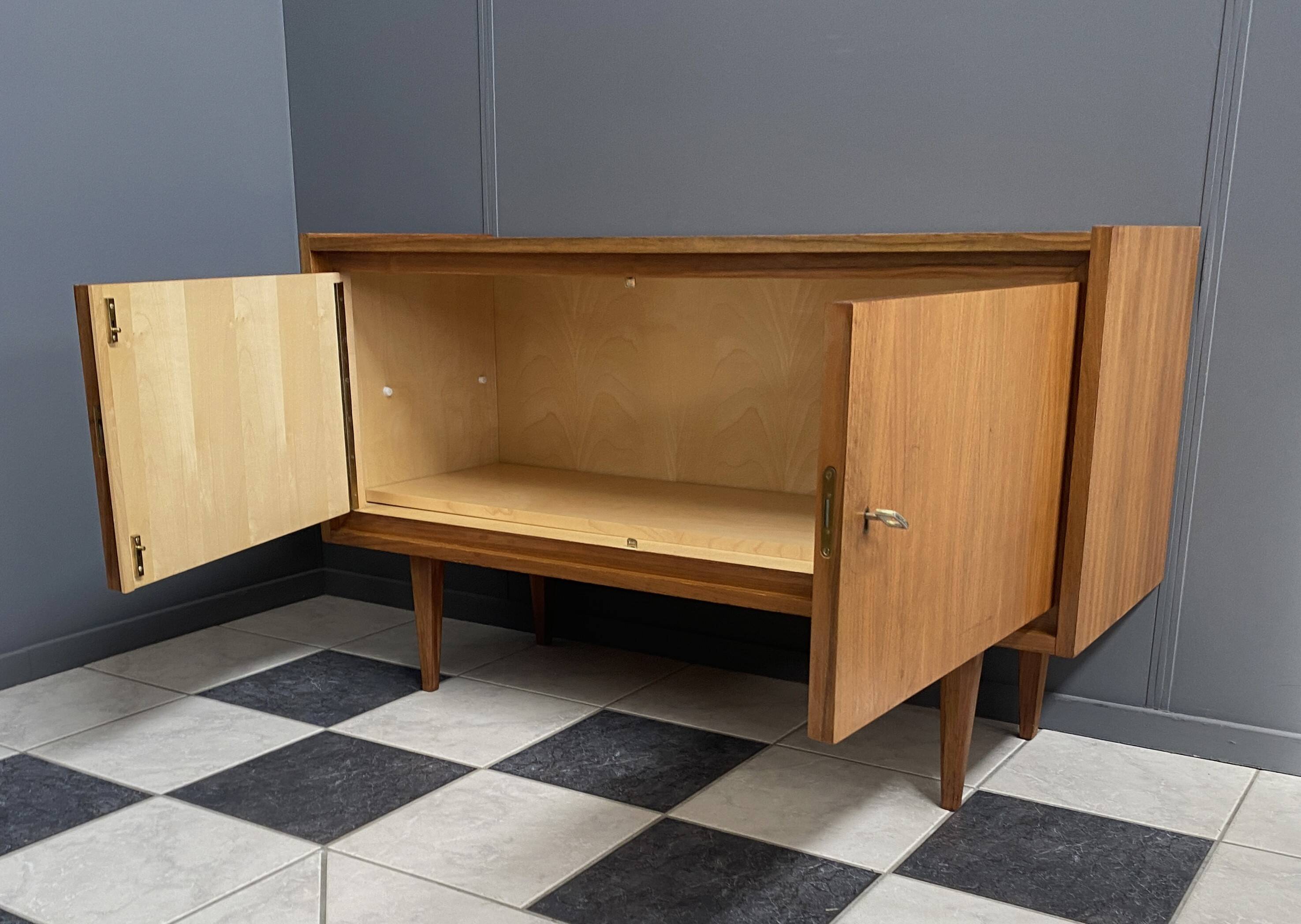 2-door wood sideboard or Record cabinet 1970s