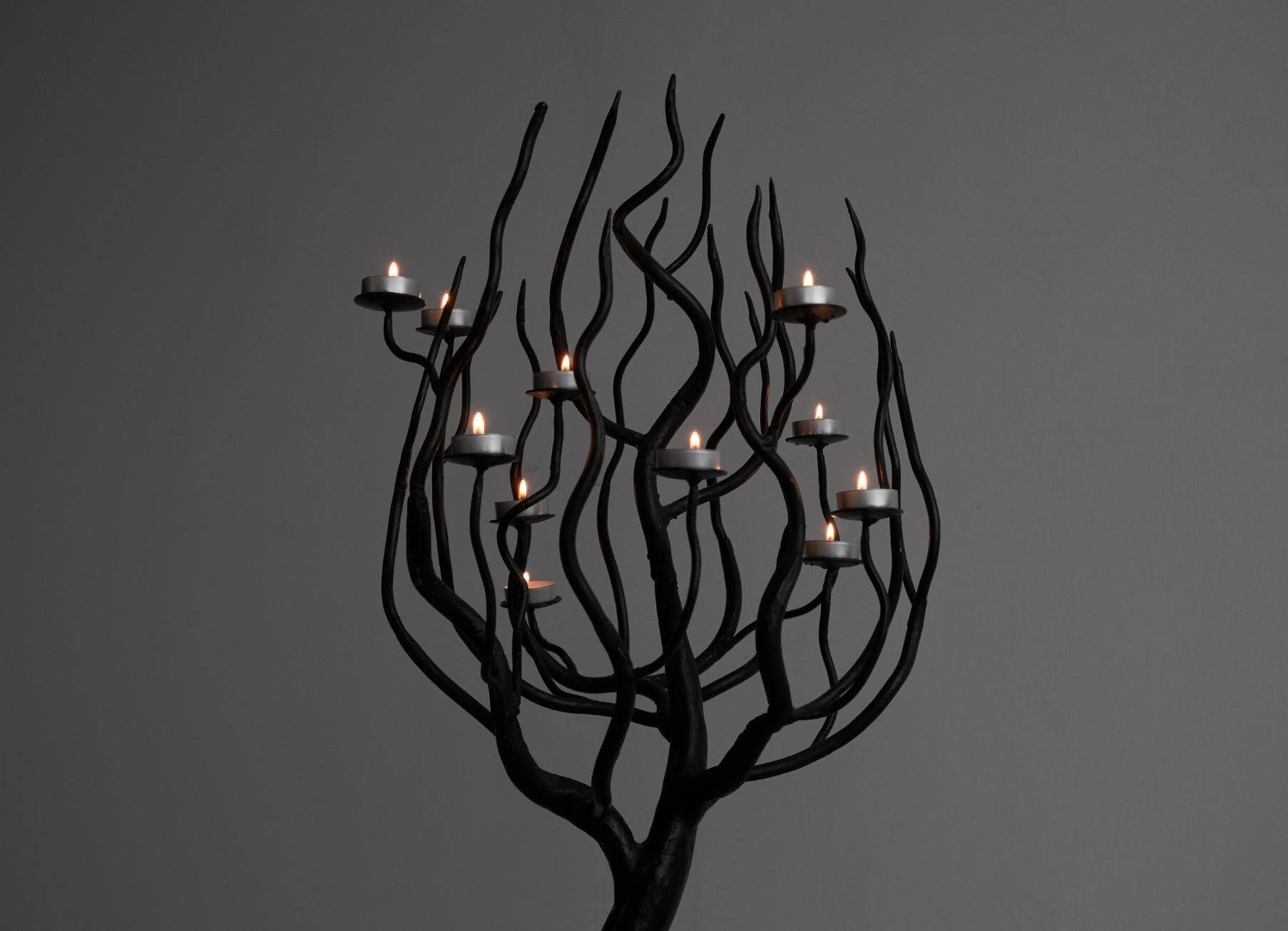 Large chandelier tree forged steel handmade 1970s