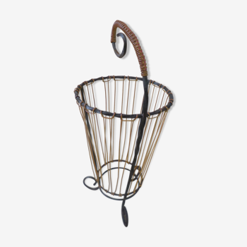 Porte parapluie scoubidou fer forge 1960