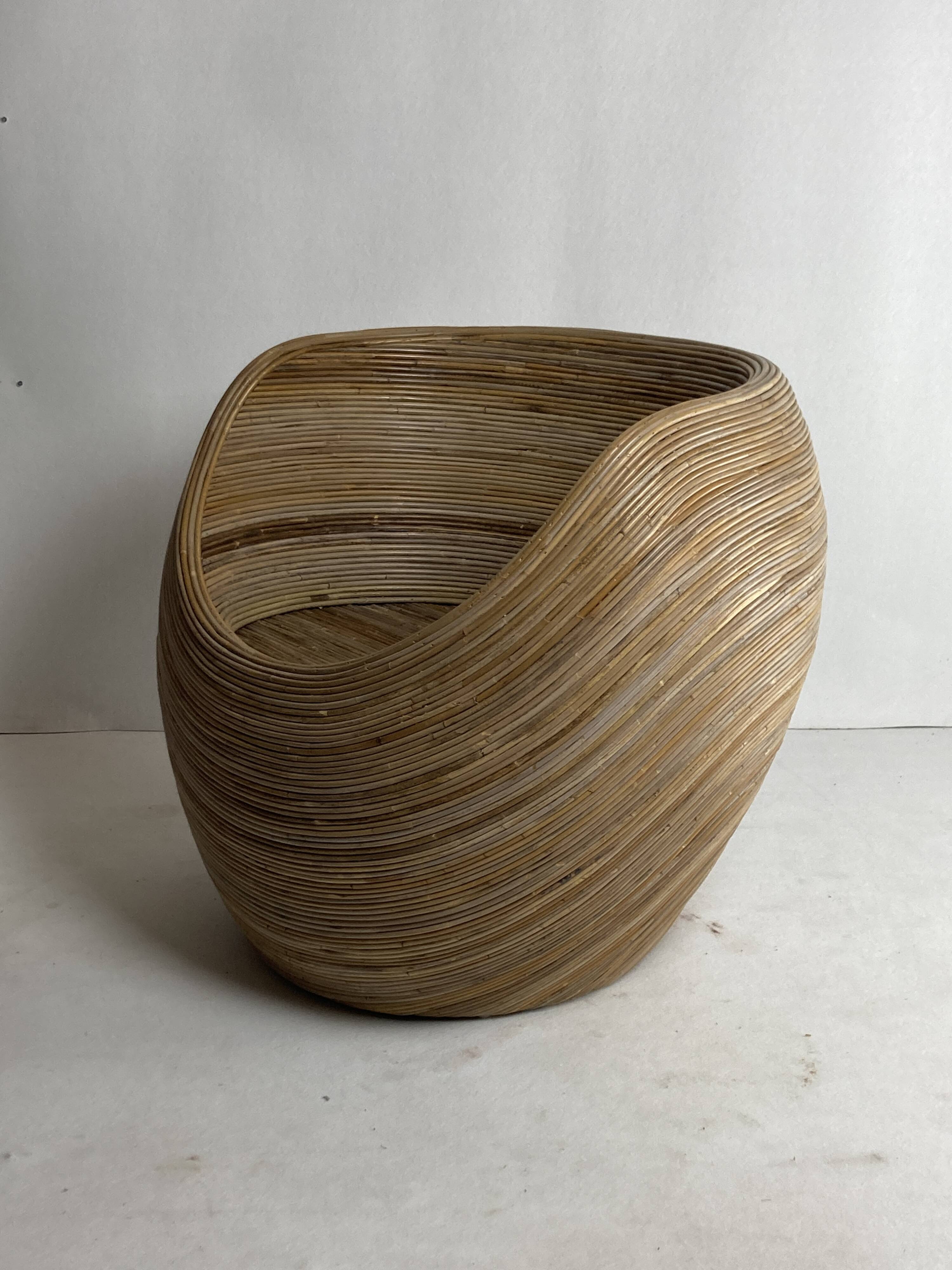 Pencil reed rattan bamboo egg pod chair