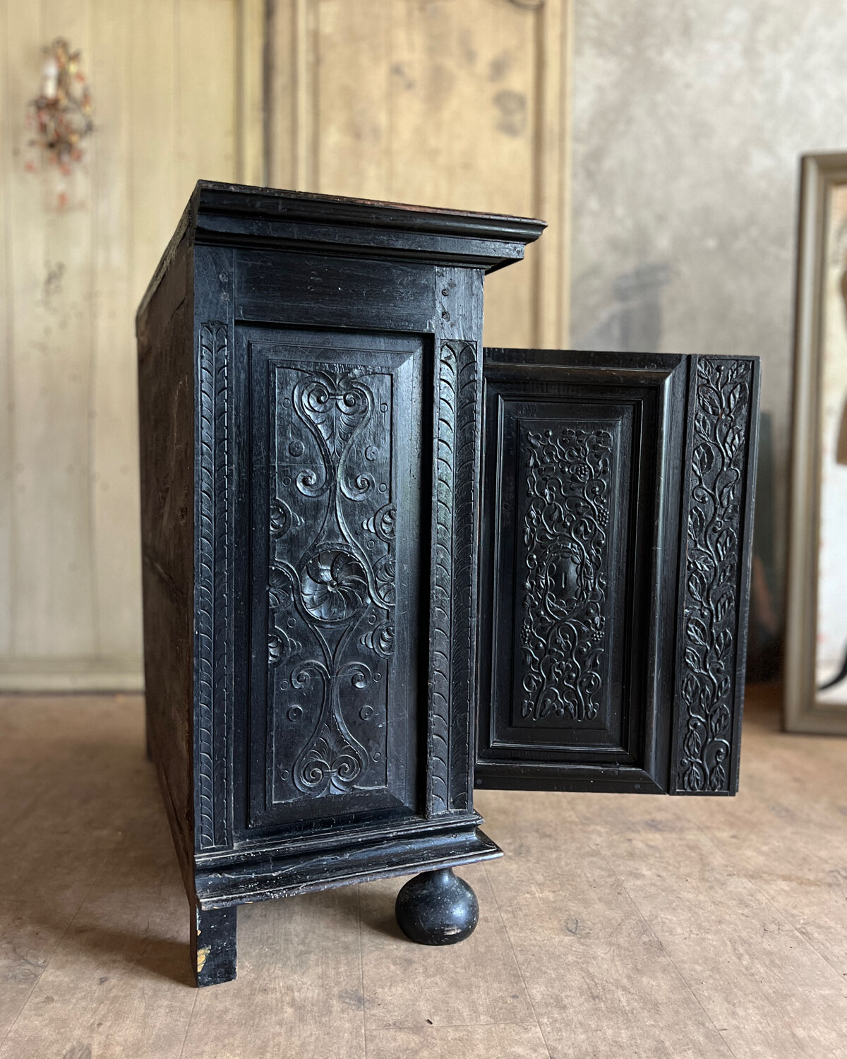 Blackened wood sideboard