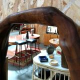 Brutalist olive wood mirror