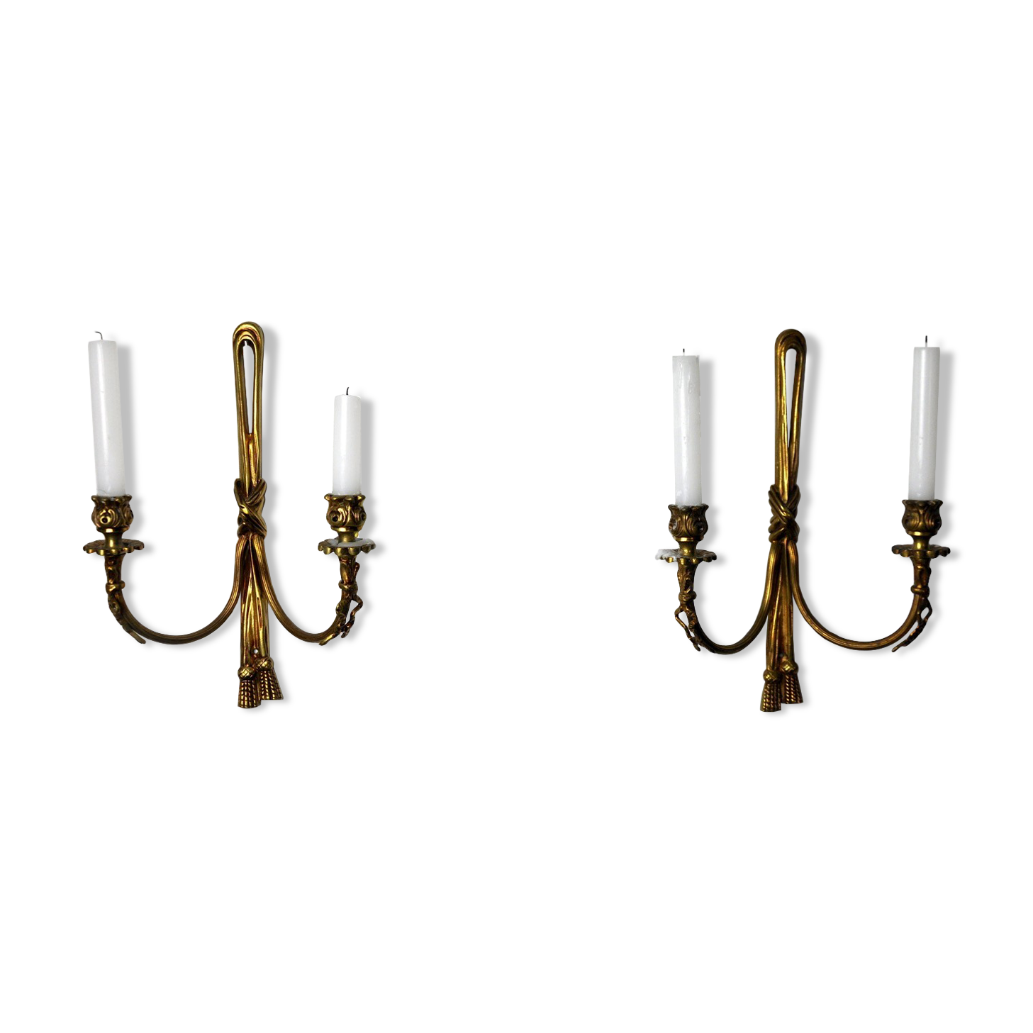 Pair of brass candlesticks, France, 1980