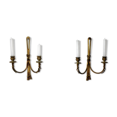 Pair of brass candlesticks, France, 1980