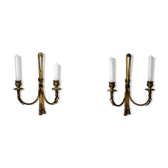 Pair of brass candlesticks, France, 1980