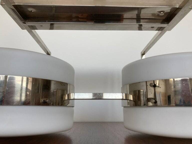 Unique big chrome Bauhaus flushmount / pendant, 1930s