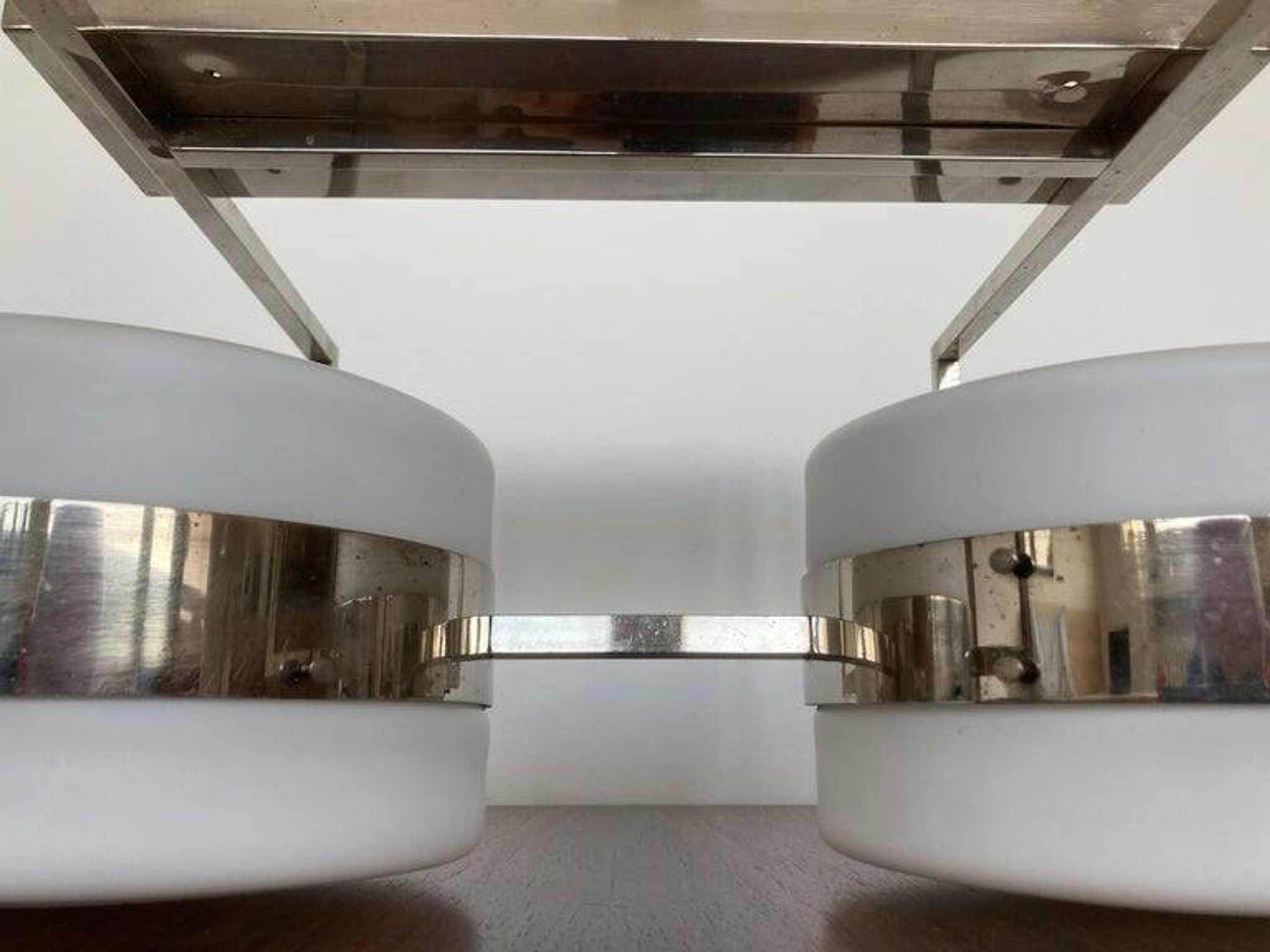 Unique big chrome Bauhaus flushmount / pendant, 1930s