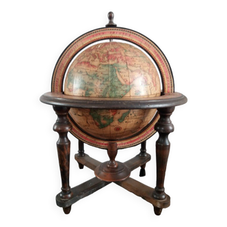 Ancien globe terrestre de bureau  en bois, Italie XXème siècle