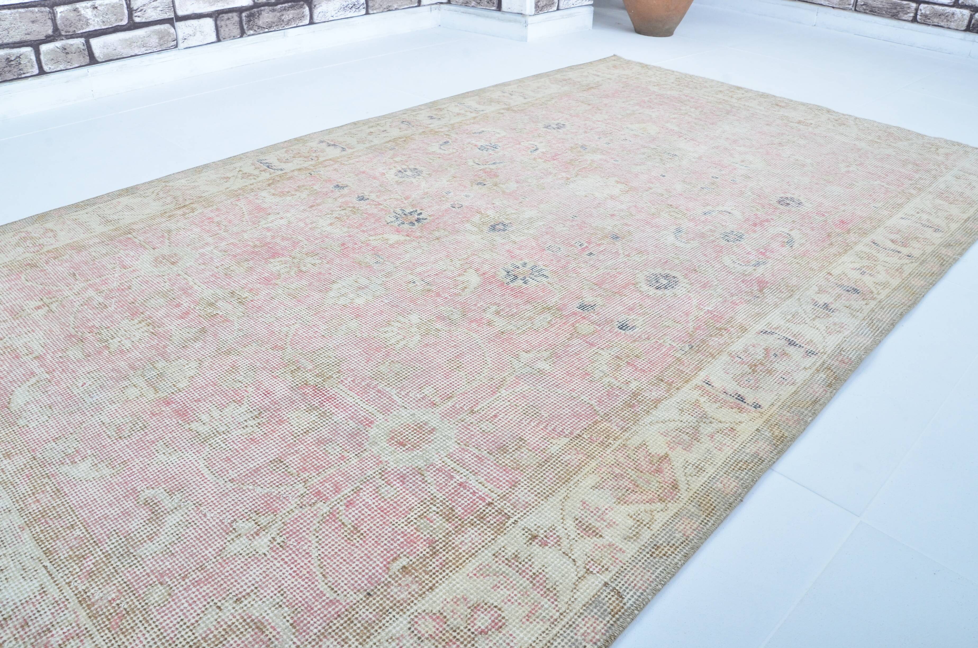 Tapis floral turc beige et rose sku 3221