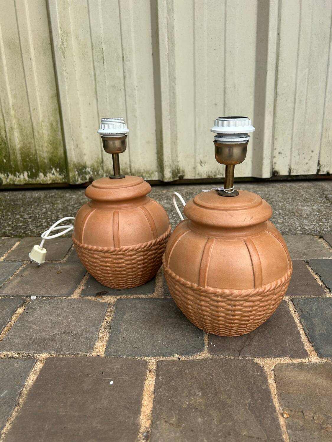 Pair of vintage terracotta lamps from the 1970s