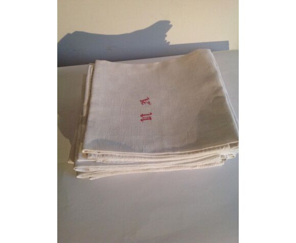 5 serviettes en coton damassées monogrammees