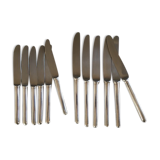 Product BHV set of 12 silver metal knives (6-6) 1960s Sola Holland