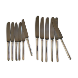 Product BHV set of 12 silver metal knives (6-6) 1960s Sola Holland