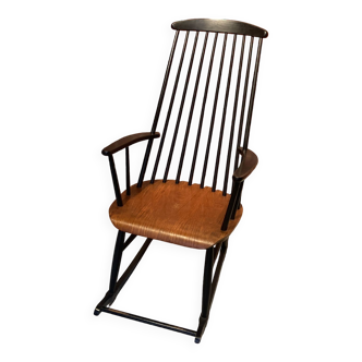 Rocking-chair en bois noir et marron