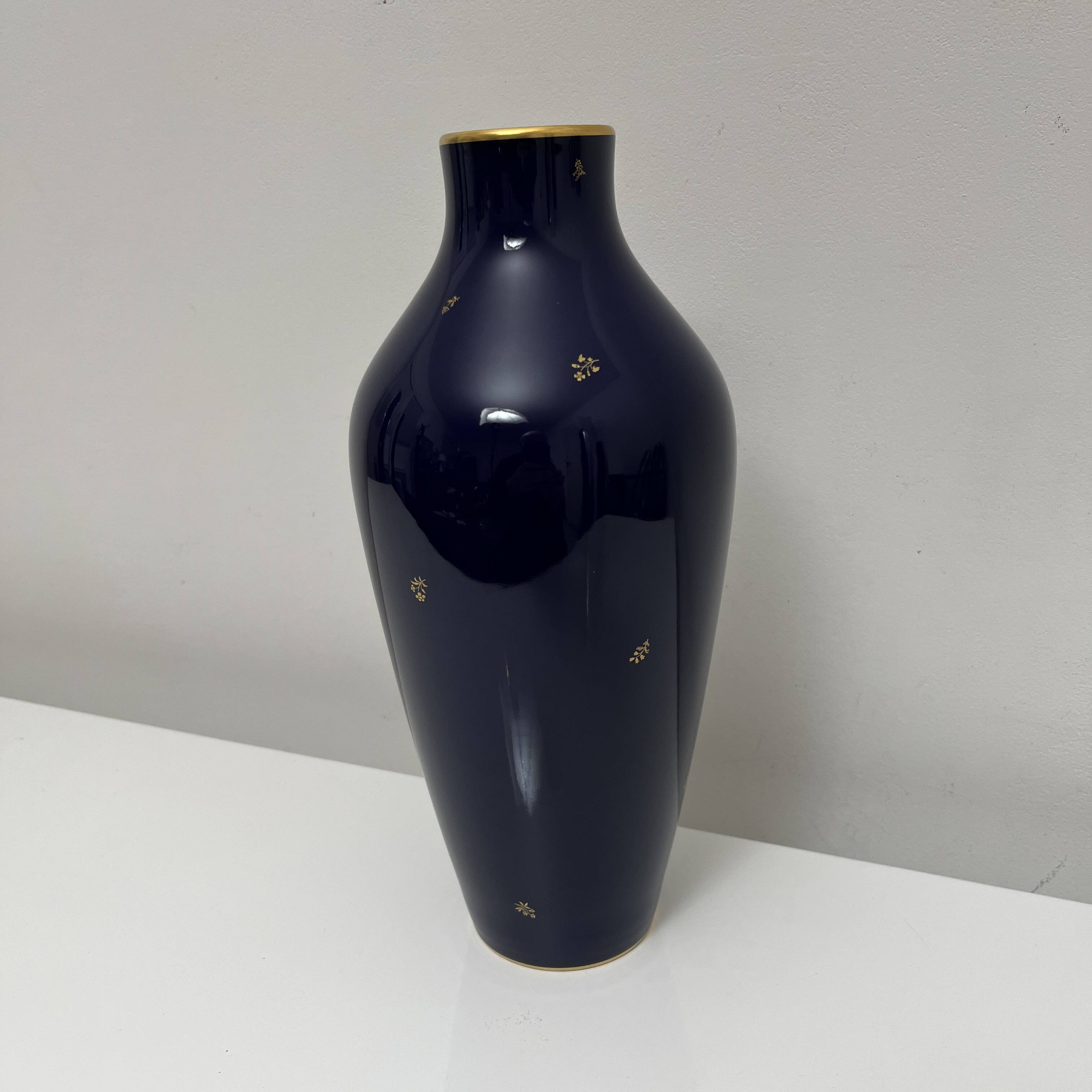 Cobalt Blue porcelain vase, Manufacture Nationale de Sevres France