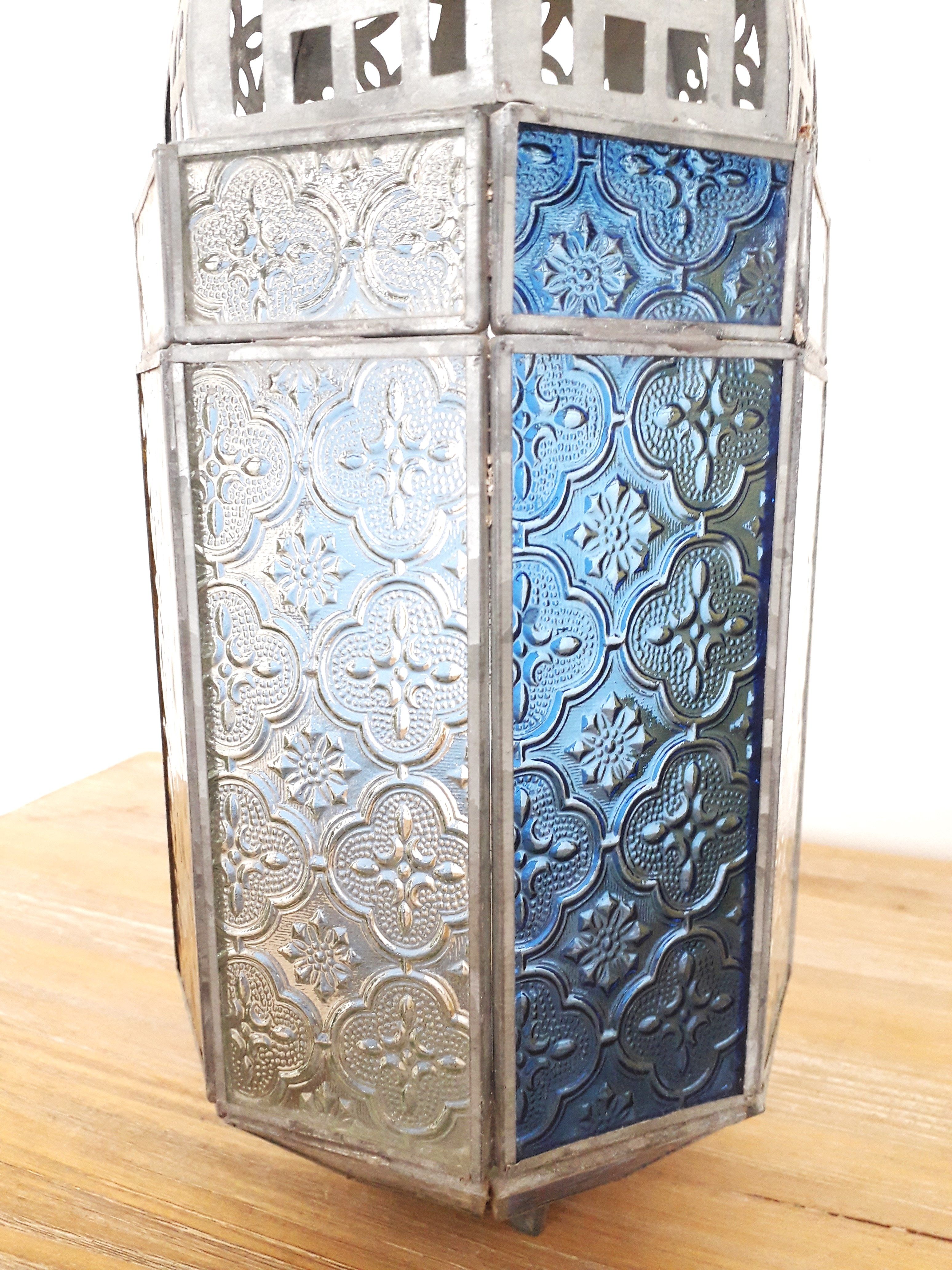 Old oriental lantern in metal and colored glasses - 1960
