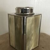 Large Vintage Collection TABLE LIGHTER in chrome-plated metal and horn