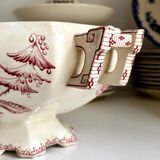 Soup tureen, earthenware salad bowl Clairefontaine, "Indiana" service.