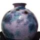 Vase boule / Pique-fleur en grès émaillé bleu violet