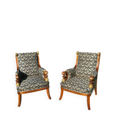 Paire de Fauteuils Bergères en Acajou Aux Chimères Époque XIX eme sièc