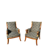 Paire de Fauteuils Bergères en Acajou Aux Chimères Époque XIX eme sièc