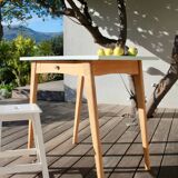 Vintage desk table with compass legs