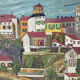 Huile sur bois « ville » Bernier