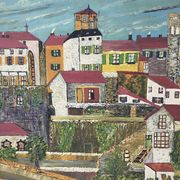 Oil on wood "city" Bernier