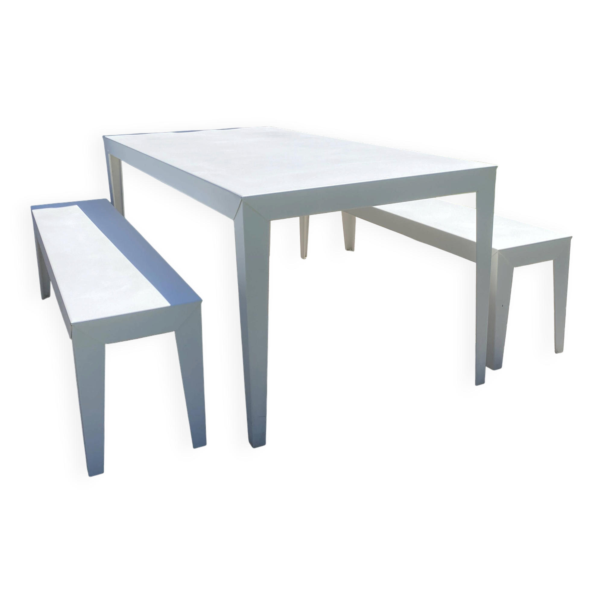 Garden set ZEF by Matière Grise (Table + 2 Benches) – Aluminium