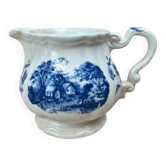 Pichet / pot à lait Sarreguemines Romantique bleu – décor champêtre – faïence vintage