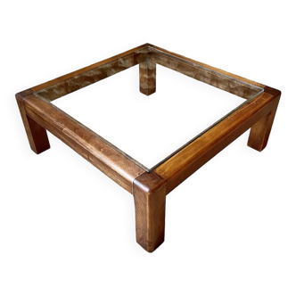 Wood and glass coffee table