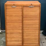 Antique oak tambour door filing cabinet, H120