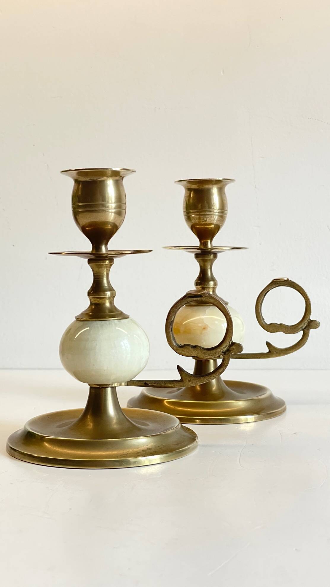 BOUGEOIRS Vintage Onyx Marble and Brass