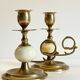 BOUGEOIRS Vintage Onyx Marble and Brass