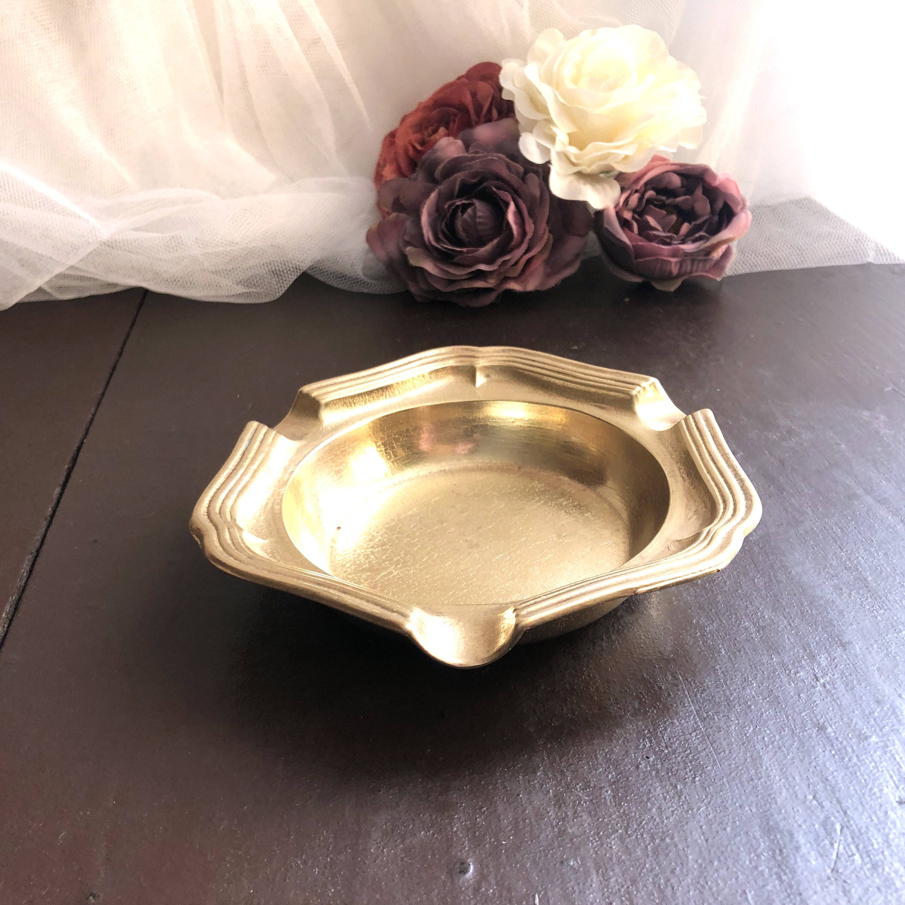 Retro golden brass ashtray