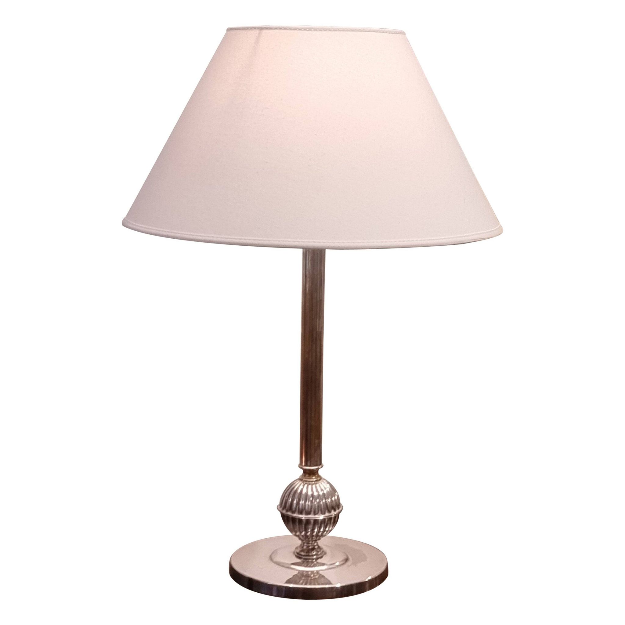 The Swedish Court Jeweler CG Hallberg, Table Lamp, Silver Plate, Swedish Grace 1930s
