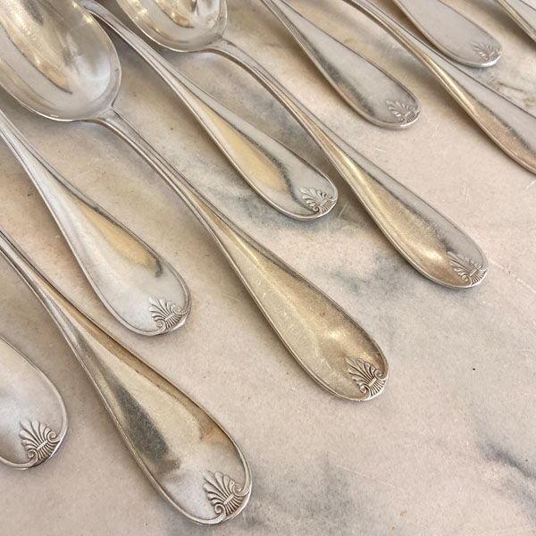 Large spoons and forks, silver metal