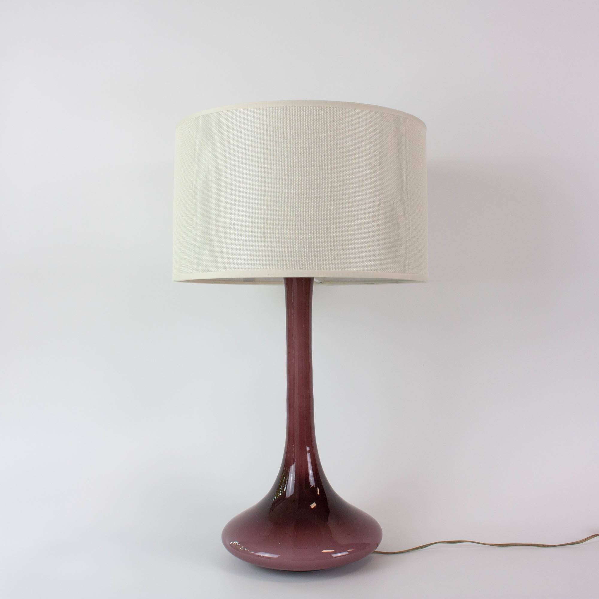 1960s Portuguese Amethyst Opaline Glass Table Lamp